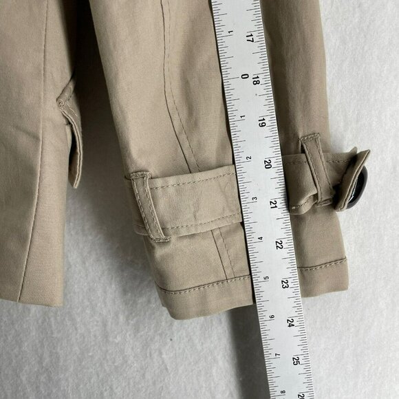 Willi Smith Trench Coat Women's Sz M Beige 4-Button Double-Breasted Stretch - Picture 4 of 10
